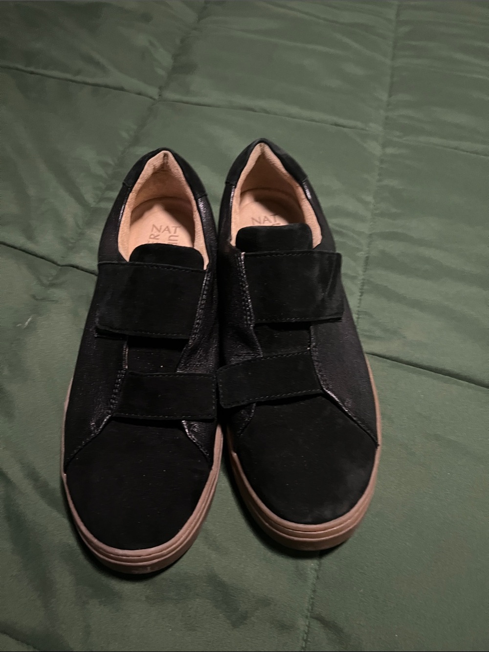 Naturalizer Woman’s Black Velcro Sneakers with Tan Outsoles
